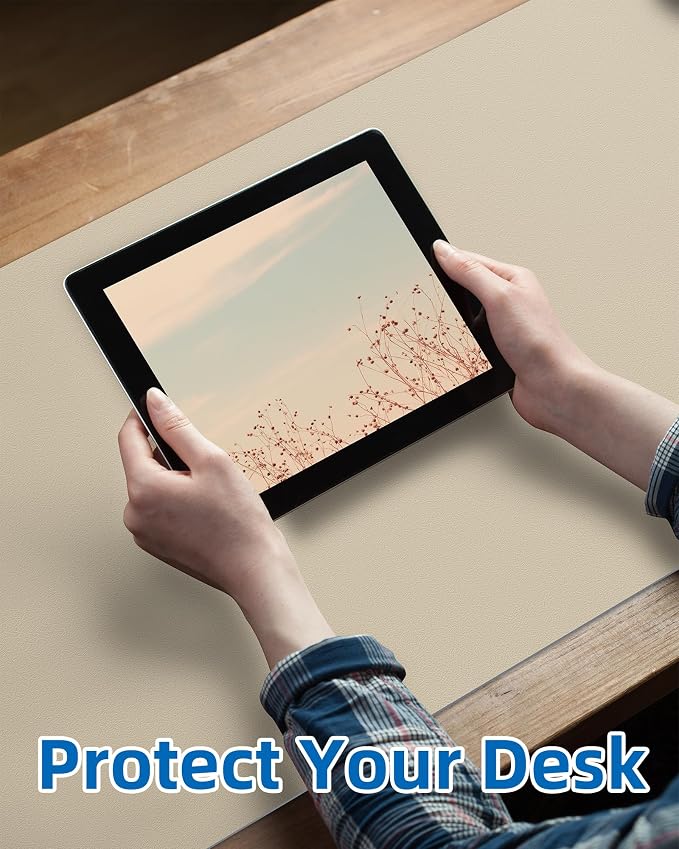 AFIING Leather Desk Pad Protector, Mouse Pad, Office Desk Mat, Non-Slip PU - Image 4