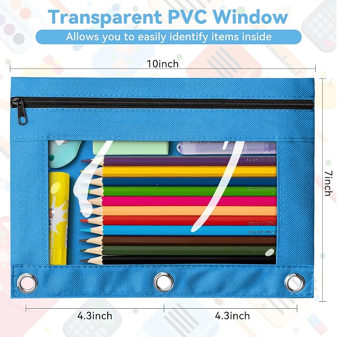 Pencil Pouch for 3 Ring Binder, Bulk 36 Pack 3-Holes Zipper Pencil Pouches in - Image 5
