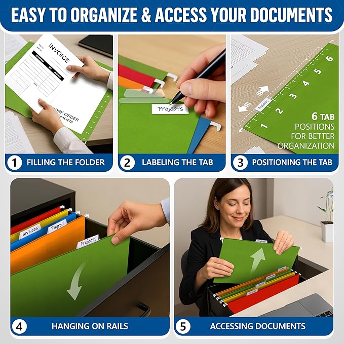 100 Pack Hanging File Folders Legal Size 8.5x14 - Image 4