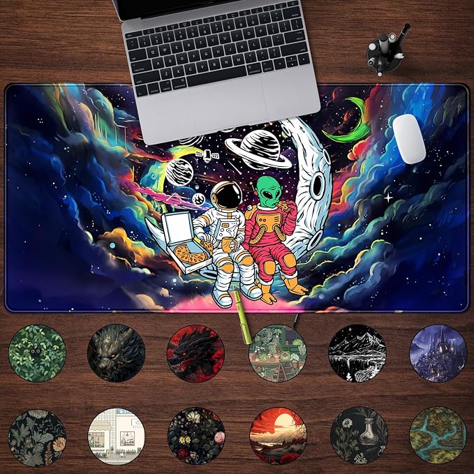 Funny Space Mouse Pad Desk Mat Astronaut Alien Large Gaming Mouse Pads Anime - Image 2