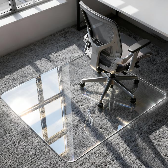 Azadx Tempered Glass Chair Mat for Carpet 40" x 48" Heavy Duty Office Chair Mat by Azadx