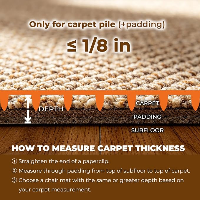 Office Chair Mat for Carpet Floors, Sturdy PVC Computer Chair Mats Anti-Slip - Image 9