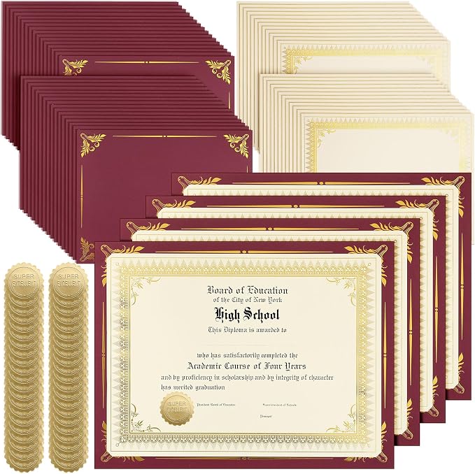 Fainne 100 Sets Certificate Paper Kit Single Sided Awards Holder by Fainne