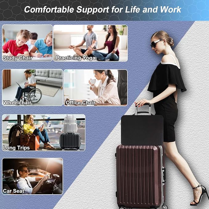 Seat Cushion, Gel Seat Cushion for Long Sitting– Back, Tailbone Pain Relief Pad - Image 5