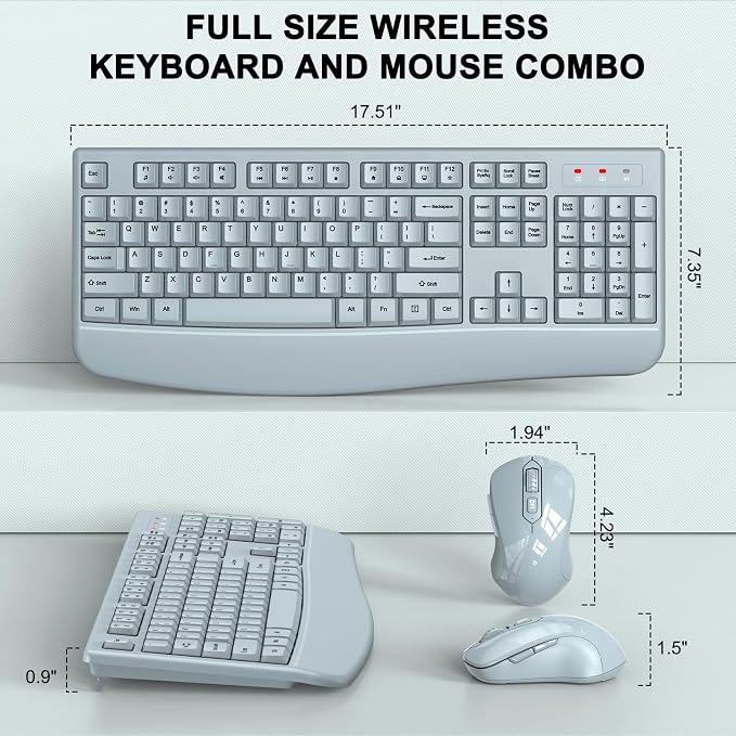 Wireless Keyboard and Mouse Combo, ULSOU 2.4G Full-Sized Ergonomic Computer - Image 6