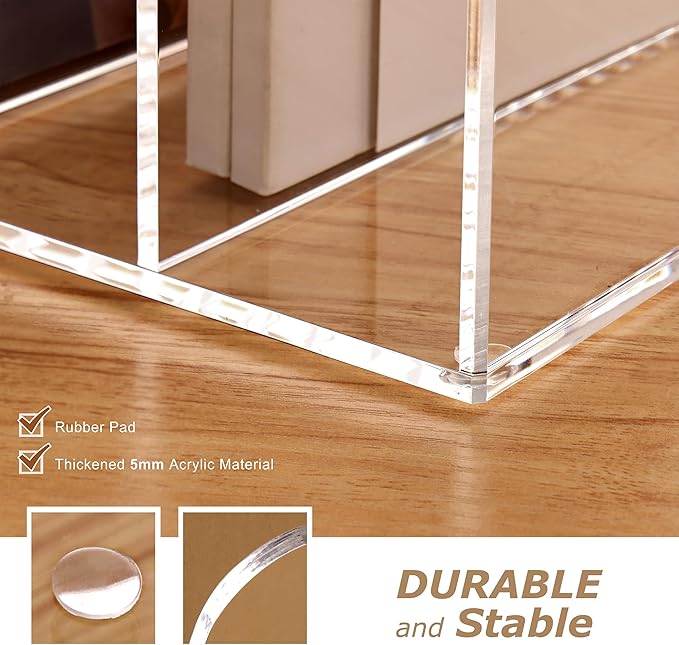 SANRUI Acrylic Magazine Holder Desk Organizer Workspace Sorters，Clear Bookend - Image 5