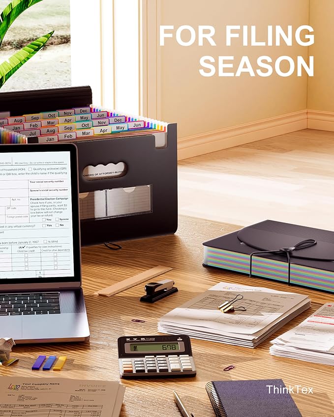 ThinkTex Accordion File Organizer, 26 Pockets Expanding File Folders, Monthly - Image 5