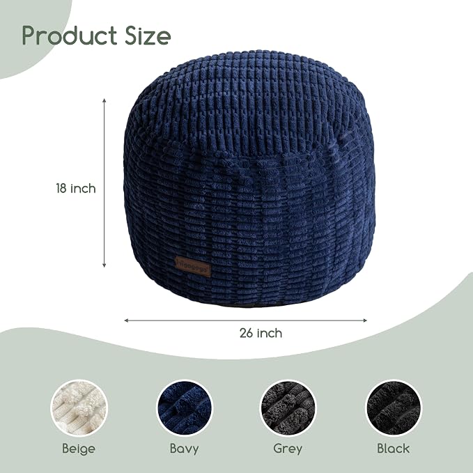 HIGOGOGO Pouf Ottoman Stuffed Round Modern Foam Filled Foot Rest Poufs - Image 2