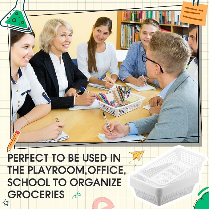 Zhehao 24 Pcs Paper Organizer Basket Bulk 13.6 x 10.2 x 3.3 Inch Classroom - Image 5