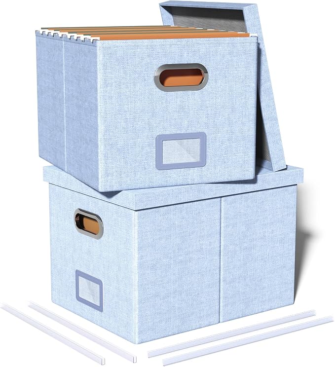 Oterri 2 Pack File Storage Organizer, Filing Box, Portable File Box by Oterri