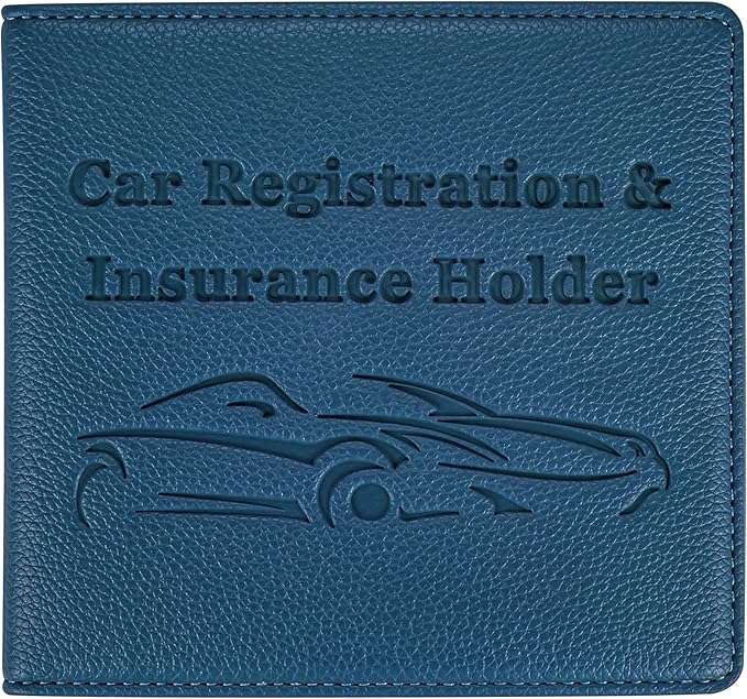 Car Registration and Insurance Holder, Premium PU Leather Vehicle Glove Box Car by New+Fashion+Kingdom
