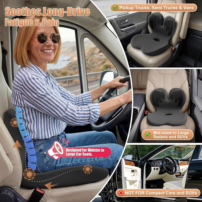 Thick Car Seat Cushion with Lumbar Support - Image 3