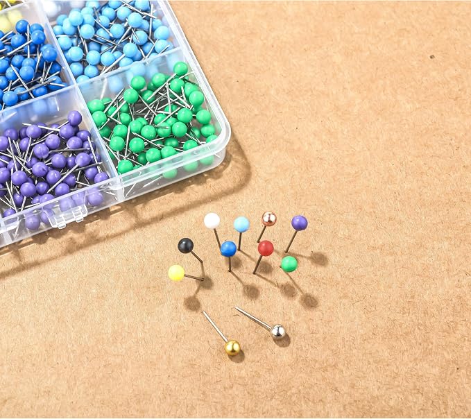 1000 PCS Push Pins Map Tacks, 15 Assorted Colors - Image 2