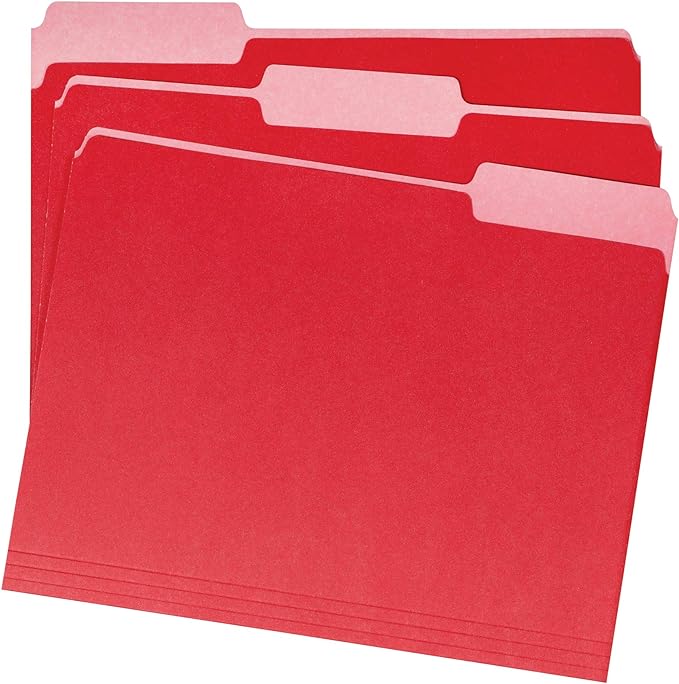 Amazon Basics File Folders, Letter Size, 1/3 Cut Tab - Image 2