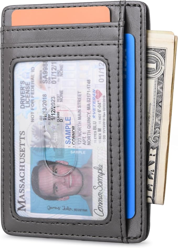 Buffway Slim Minimalist Front Pocket RFID Blocking Leather Wallets - Image 2