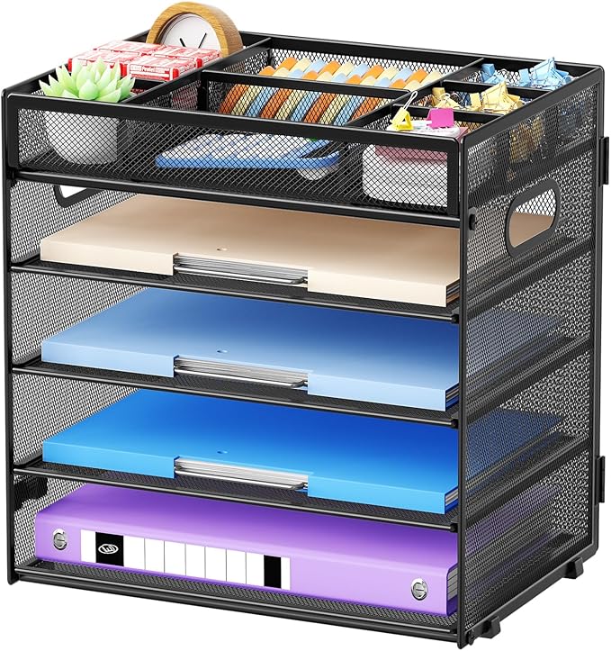 Marbrasse 5 Tier Paper Organizer Letter Tray, Mesh Desk File Organizer by Marbrasse
