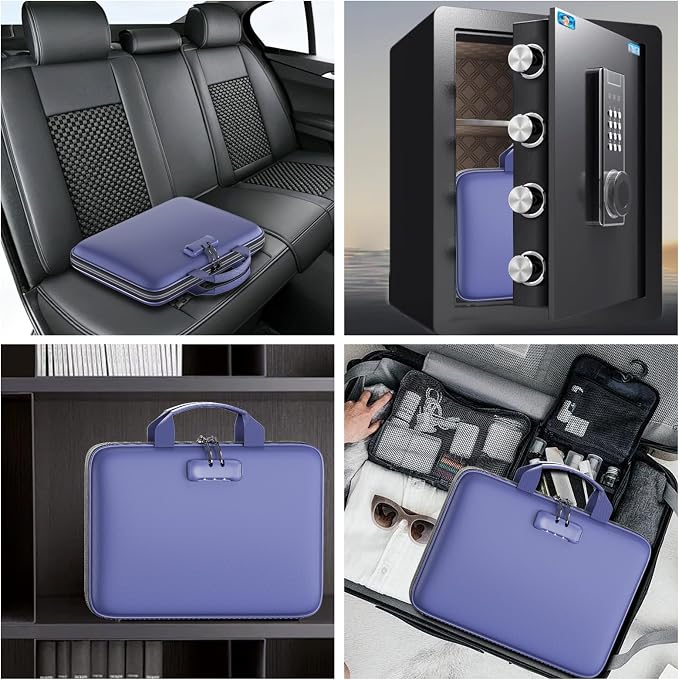 Fireproof File Organizer with Lock, Hard Case Fireproof Document Box with 13 - Image 6