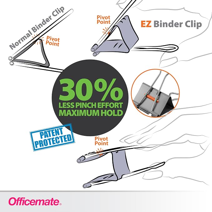 Officemate EZ Binder Clips, Large Size - Image 3