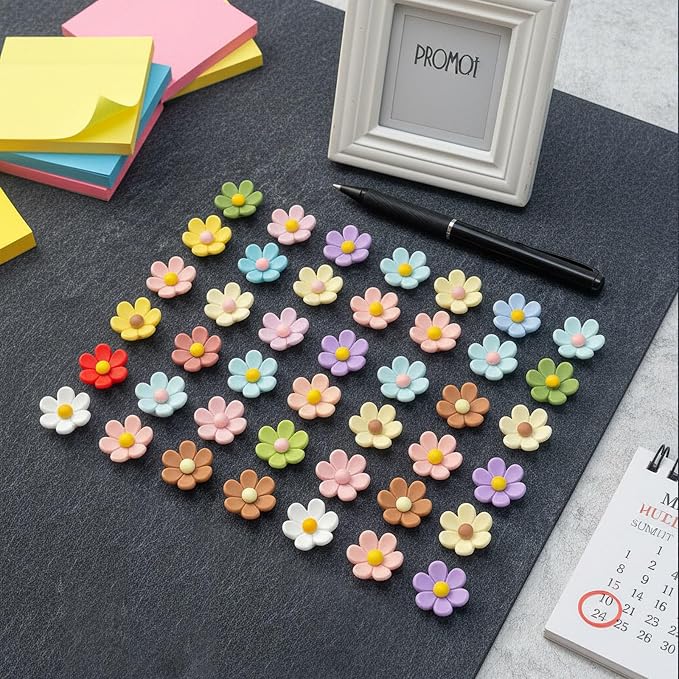50pcs - 10 Colors Flower Push Pins Cute Thumb Tacks - Image 6
