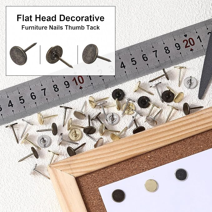 99pcs Metal Thumb Tacks, Heavy Duty Flat Head Push Pins, Upholstery Tacks - Image 5