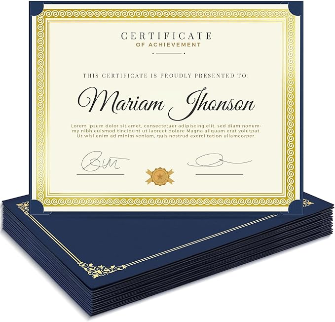 SUNEE Single Sided Certificate Holders, 15 Packs Blue Diploma Holders, by SUNEE