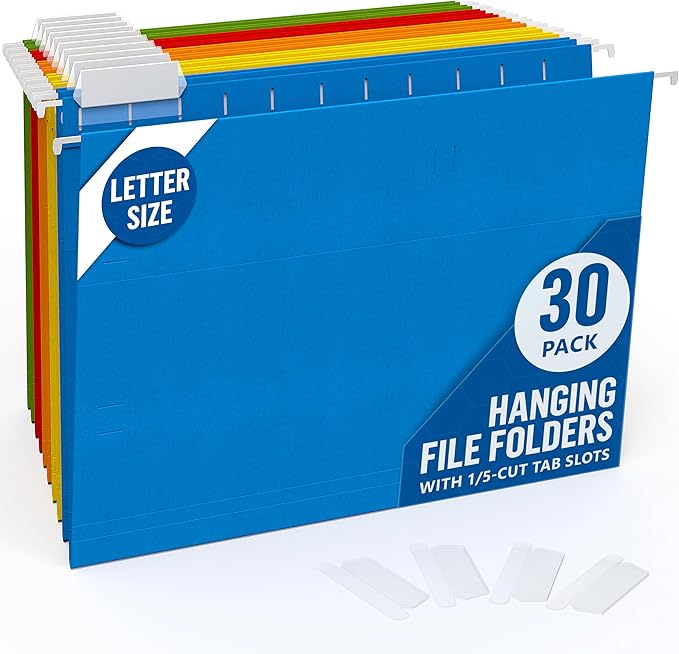 30 Pack Hanging File Folders Letter Size by Juzari