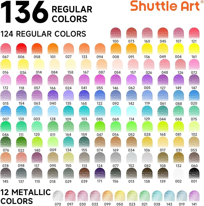 Shuttle Art 136 Color Pencils for Adult Coloring Book, Soft Core Colored - Image 3