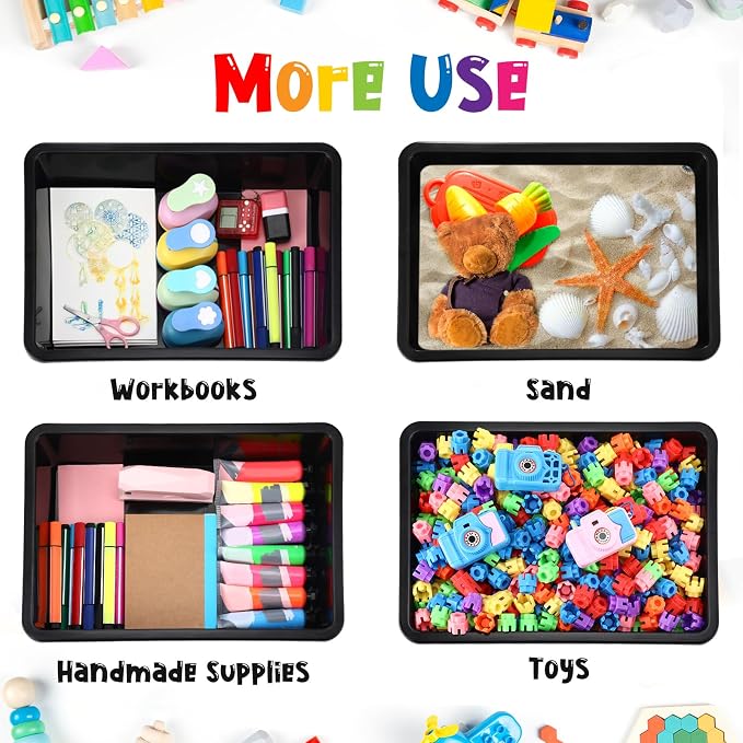 Qunclay 16 Pcs Flat Storage Tray Organizer Bin Letter Size Paper Trays - Image 4