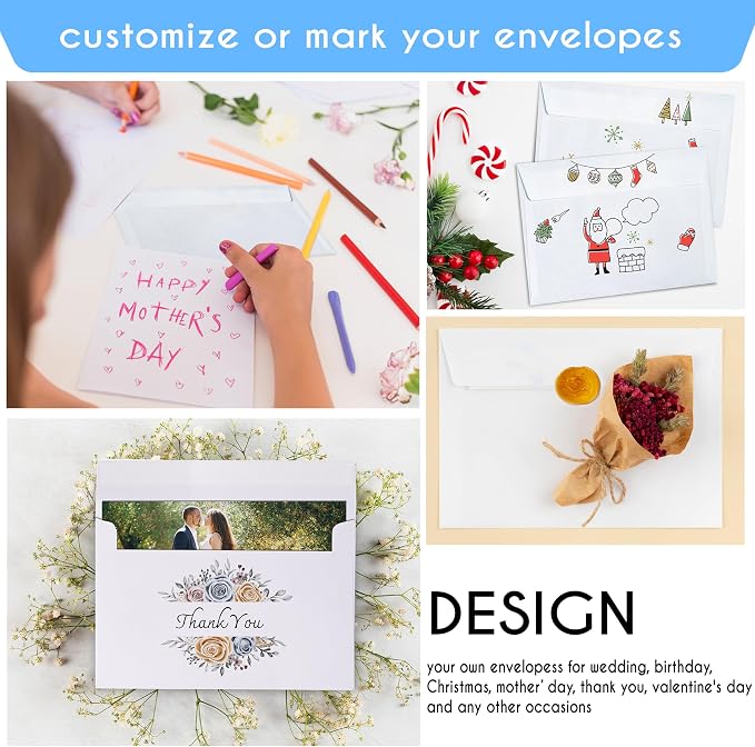 70 Packs A4 White Envelopes, 4 1/4 x 6 1/6 Size - Image 4