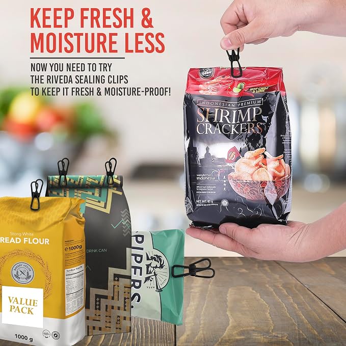 30 Pack Black Chip Bag Clips for Food - Image 3