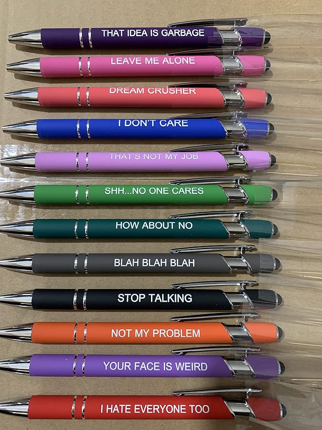 PASISIBICK 12 Pieces Funny Sarcastic Ballpoint Pens, Office Snarky Touch Screen - Image 7