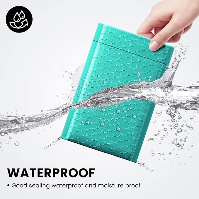 Fuxury Small Bubble Mailers 4x8 Inch 500 Pack, Teal Bubble Mailer, Self Seal - Image 4