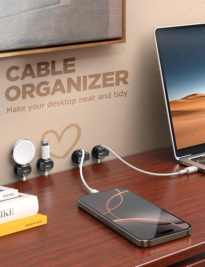 8-Pack Cable Clips, Dorm Room Essentials, Quick-Lock Cord Organizer, Cord Holder - Image 4
