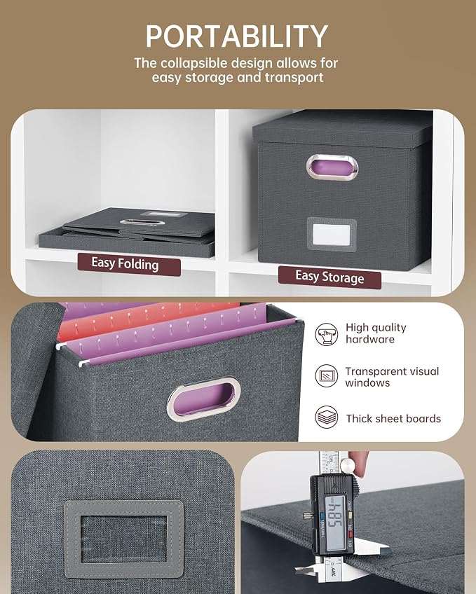 Oterri 2 Pack File Storage Organizer, Filing Box, Portable File Box - Image 2