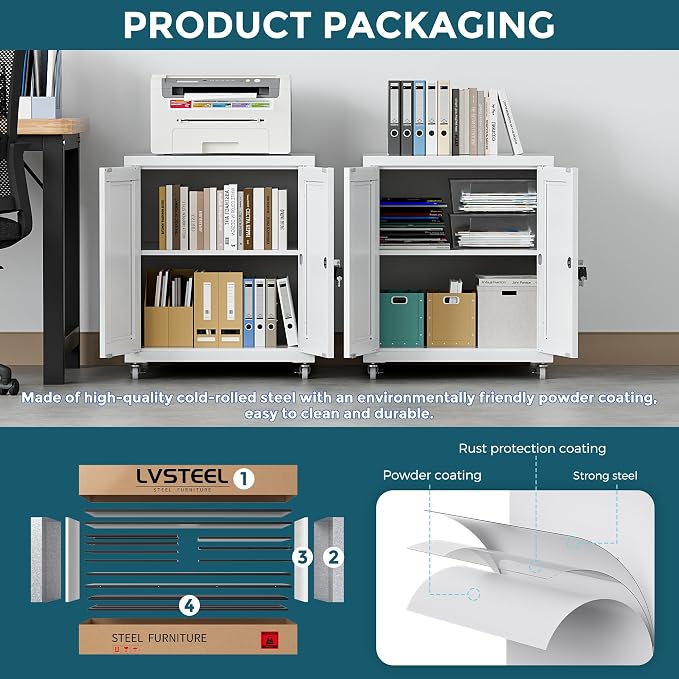 Large Printer Stand with Storage and Lock, 3D Heavy-Duty Printer Cabinet - Image 3