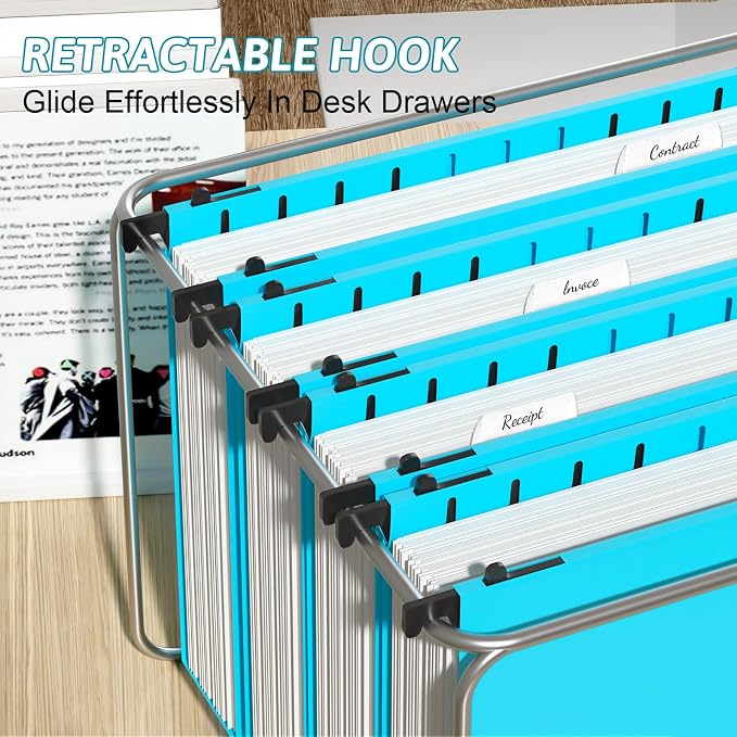 Extra Capacity Plastic Hanging File Folder Letter Size, 12 Pack Reinforced Hang - Image 6