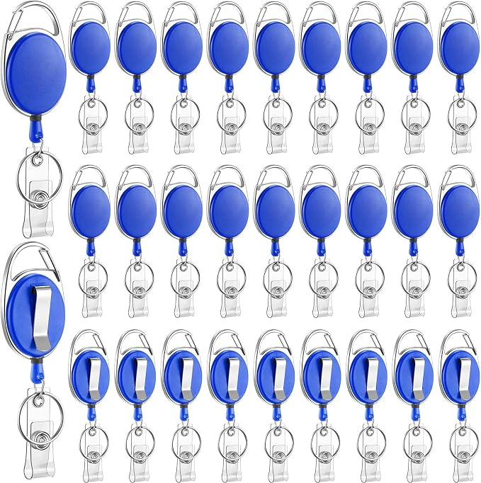 Laumoi 80 Pcs Retractable ID Badge Holder Name ID Badge Reel Clips Keychain by Unknown