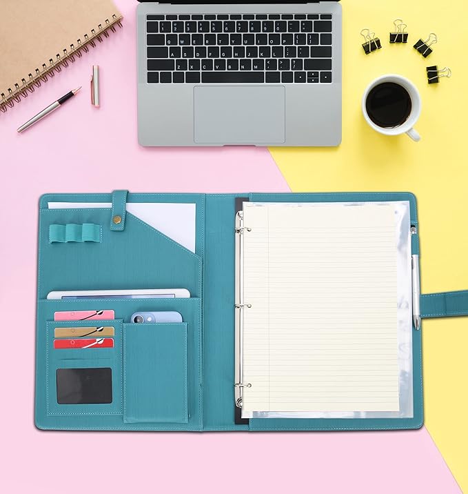 Wonderpool A4 PU Leather Portfolio Holder Ring File Document Case - Image 4