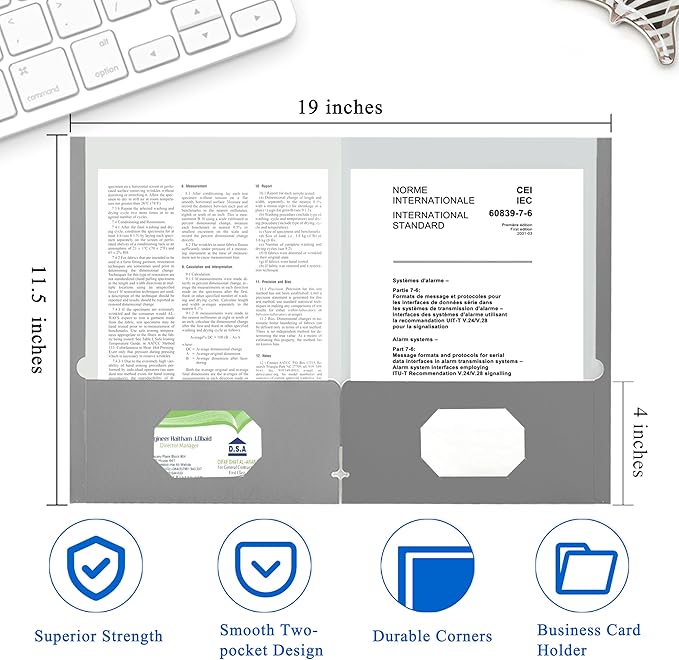 Zzrywuty File folders with Pockets, 25 Pack Paper Folders with Card Slot - Image 2