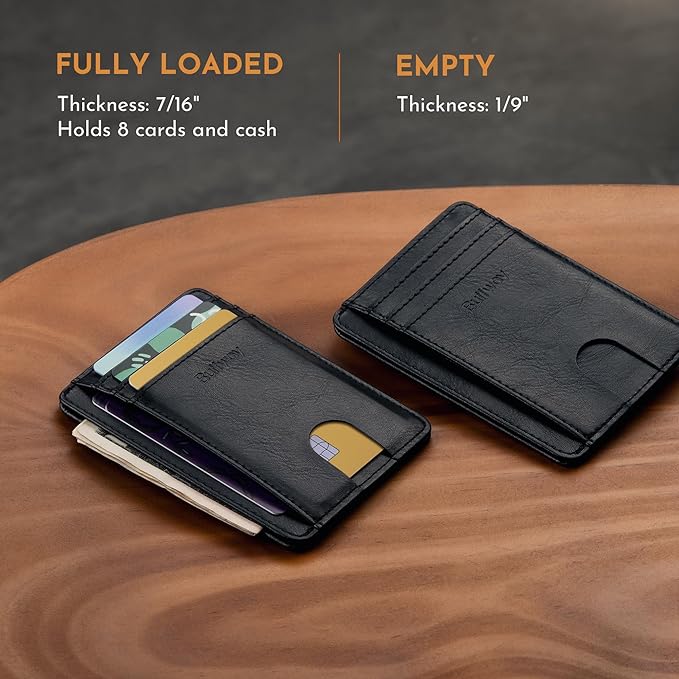 Buffway Slim Minimalist Front Pocket RFID Blocking Leather Wallets - Image 5