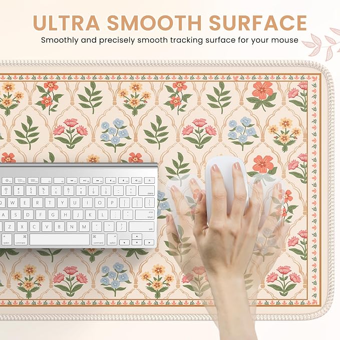 iCasso Floral Desk Pad Mat, Large Mouse Pad, Desk Matt - Image 4