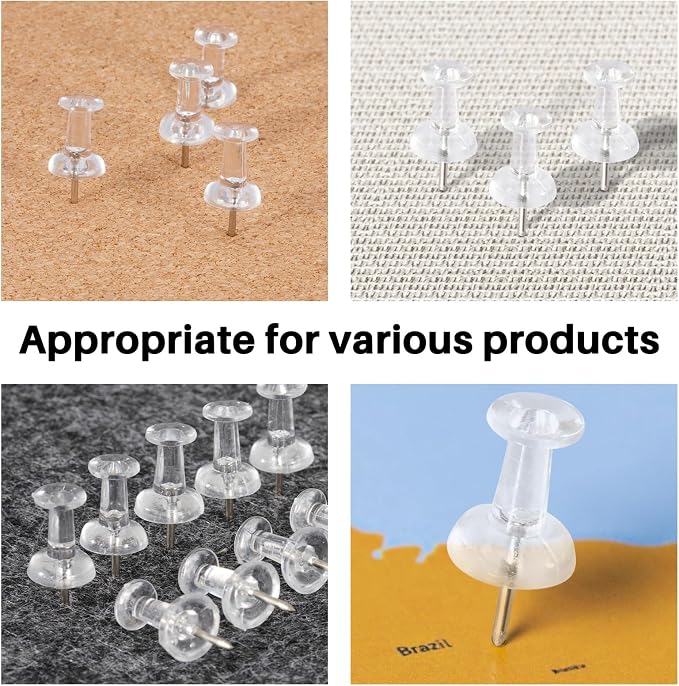 60Pcs Clear Push Pins for Bulletin Board | Thumb Tacks for Cork Board, Plastic - Image 5
