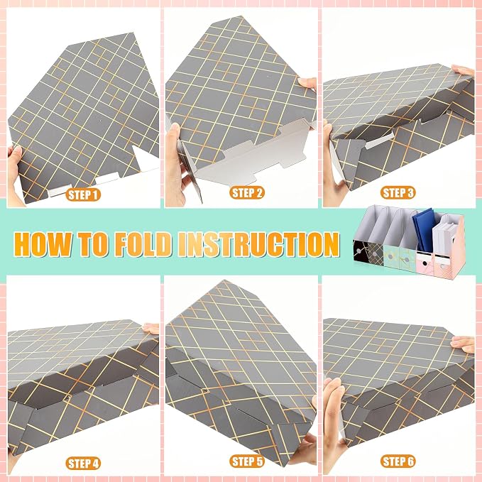 PerKoop 6 Pcs Decorative Magazine File Holders Floral Foldable File Folders - Image 4