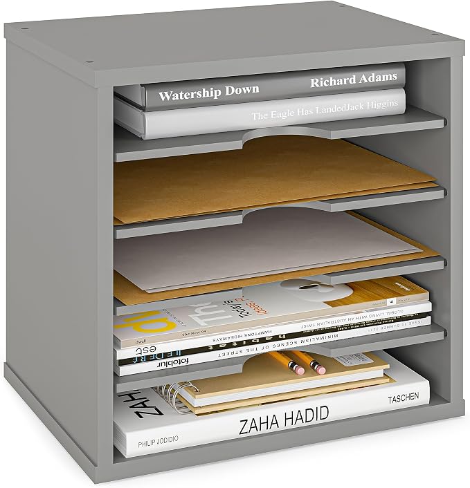 Ballucci 5-Tier File Organizer for Desk, Wooden Mail Sorter, Office Desk by Ballucci