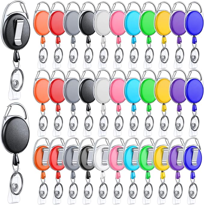 Honoson 30 Pcs Heavy Duty Retractable Badge Reels Batch ID Badge Holder by Honoson