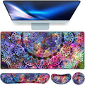 Mouse Pad with Wrist Rest, 4-in-1 Large Mousepad+Keyboard Wrist Rest+Mouse Pad by QOMOLAMA