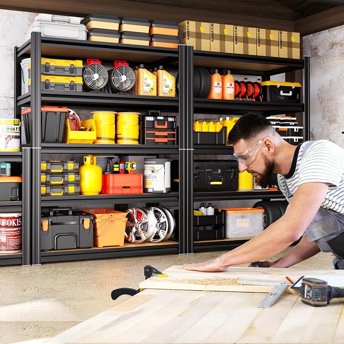 Storage Shelves, Adjustable Shelving Unit, 5T Wood Garage Shelving, Heavy Duty - Image 6