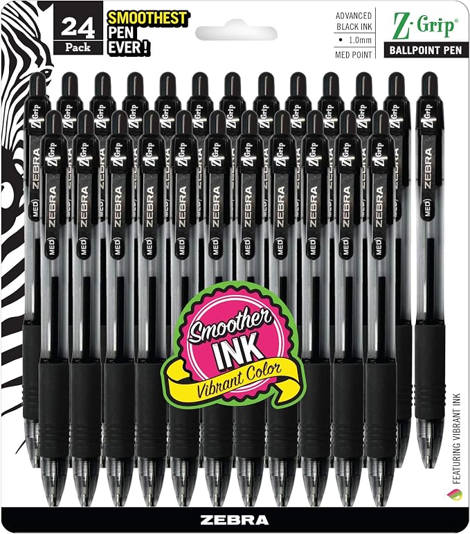 Zebra Pen Z-Grip Retractable Ballpoint Pen, Medium Point by ZebraPen