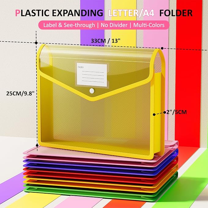 ThinkTex Plastic Expanding File Folders, Transparent Envelopes - Image 2