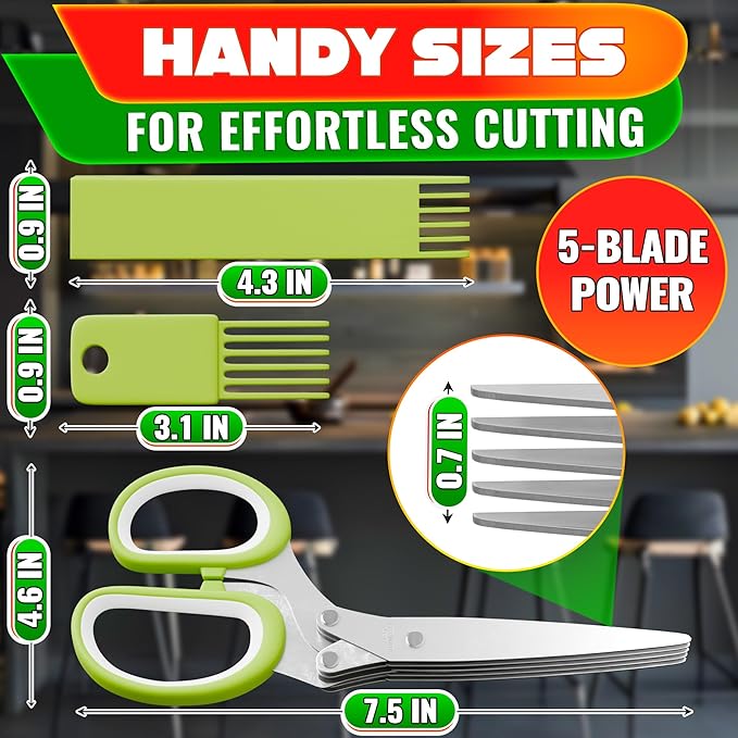 Herb Scissors with 5 Blades and Cover - Image 2